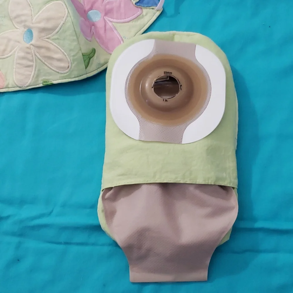 Hand Crafted Ostomy/Iliostomy bag cover w/matching reversible face mask